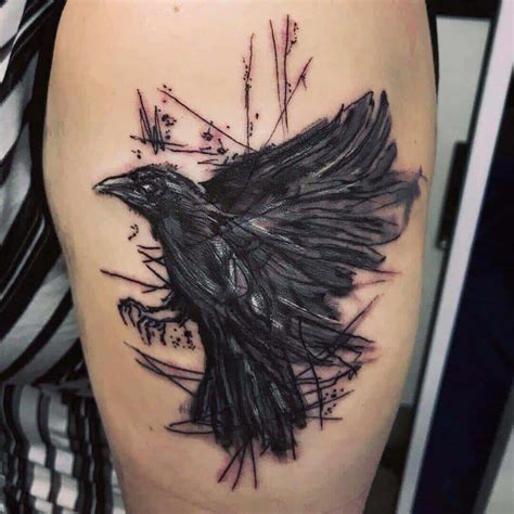 abstract raven tattoo|Raven Tattoo Ideas: 50 Best Design Inspirations